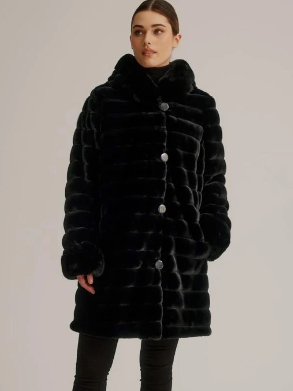 NWOT Nikki Jones Faux Fur Reversible Hooded Coat